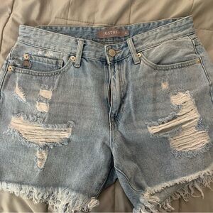 Just USA Blue Jean Shorts Distressed Style